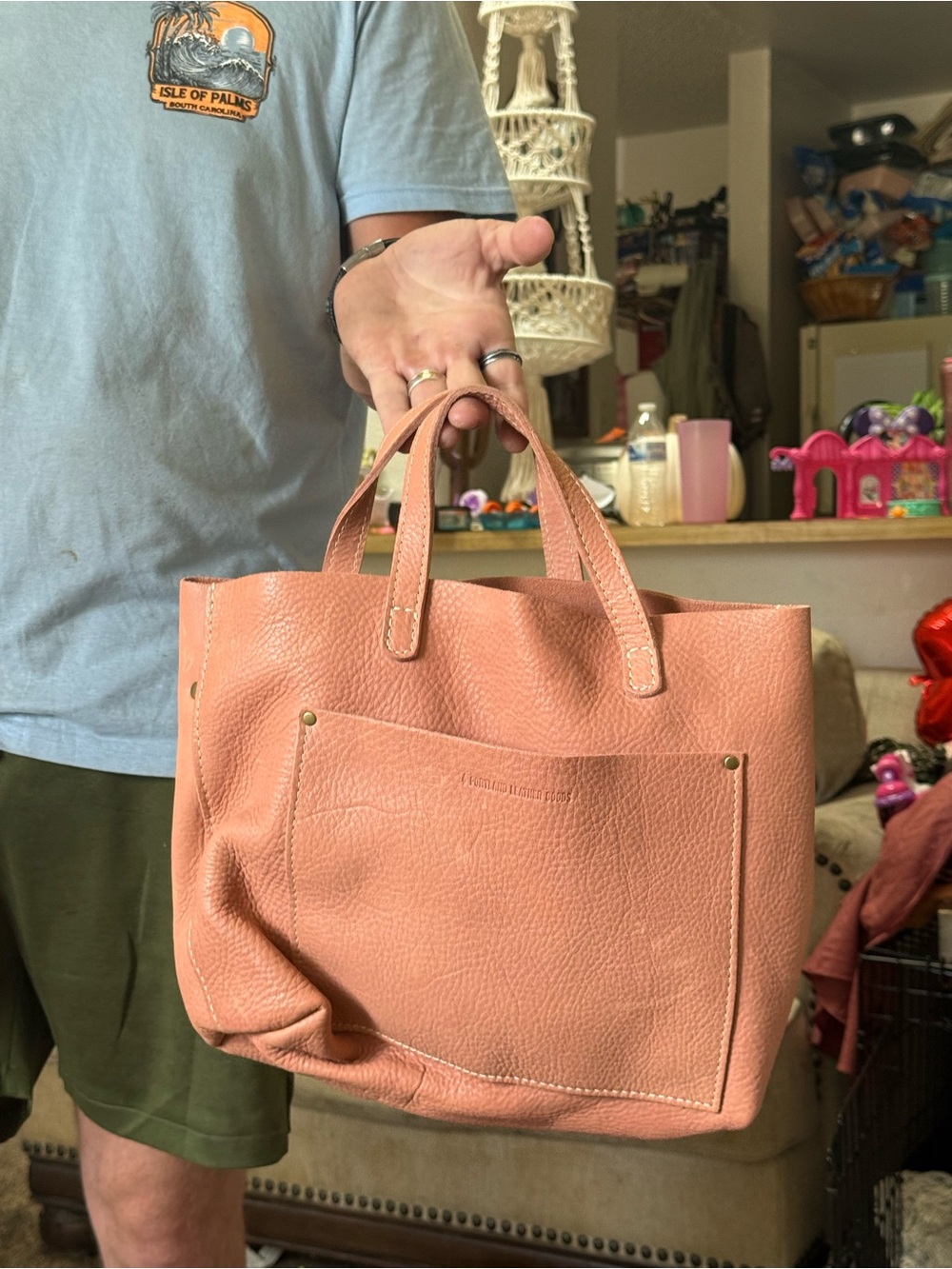 Portland Leather Goods Medium Classic Crossbody Tote Bag in Quartz